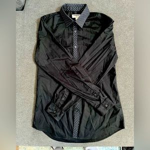 Men’s size Medium/Slim 15-15 1/2, black dress shirt